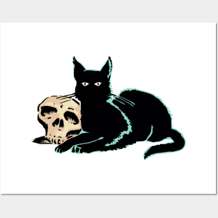 Skull and cat Posters and Art